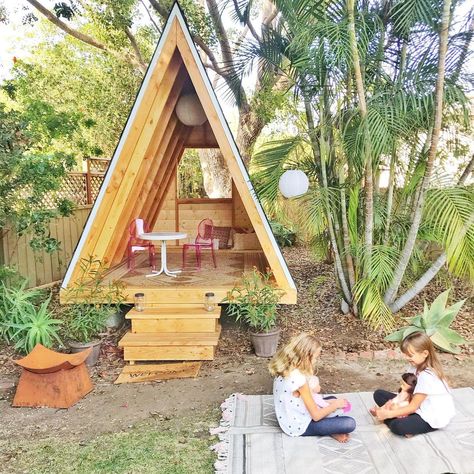 Sarah Suhonen (@suhohouse) posted on Instagram • Oct 22, 2020 at 9:44pm UTC A Frame Outdoor Playhouse, Playhouse A Frame, Frame Playhouse, A Frame Playhouse, Carport Patio, Kid Design, Outdoor Play Structures, Garden Playhouse, Enchanted Gardens