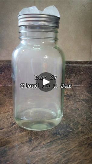 4.3K views · 209 reactions | Cloud in a Jar 🫙   Day 27 of 29 simple daily activities.   Create your own cloud and watch it form with this activity. Start by putting some hot water in a jar, swirl it around to warm up the sides as well. Flip over the lid and put some ice on top. Let it sit for 20-30 seconds.  Remove lid, spray hairspray in jar, and replace lid quickly. Now, just watch your cloud form in the jar and remove the lid to watch the cloud escape at the end.   Rinse the jar out, and this can be done again and again!   ------  #simplekidsactivities #kidsactivityideas #kidsscienceexperiments #weatherexperiments #cloudexperiment #easyscience #canadianmom #sahm | 🅺🅰🆁🅸 | Art Music · February Make A Cloud In A Jar, Rain In A Jar, Cloud Experiments, Weather Experiments, Cloud In A Jar, Pre-k Science, Easy Science, The Jar, Jar Gifts