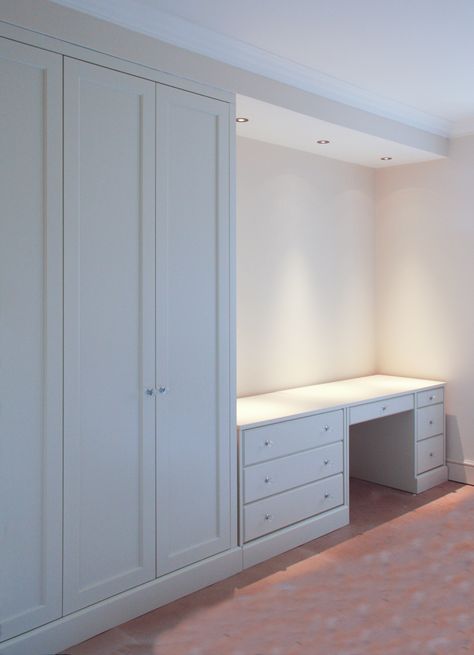 Office In A Wardrobe, Wardrobe With Sitting Area, Bedroom Built In Wardrobe With Desk, Wardrobe With Working Desk, Bedroom Built Ins With Desk, Built In Wardrobes With Desk, Built In Closet With Desk, Closet With Sitting Area, Built In Desk Bedroom