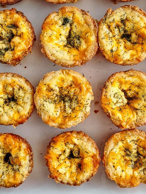 Gluten Free Cheddar Dill Tartlets (Mini Quiche) Quiche Pastry, Mini Tartlets, Savory Pastries, Gluten Free Pie Crust, Gf Breakfast, Mini Quiches, Gluten Free Pie, Herb Cheese, Savory Pastry