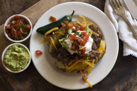 Carne Asada Fries, Homesick Texan, Best Baked Potato, Stuffed Potatoes, Stuffed Baked Potatoes, Chili Cheese Fries, Beef And Potatoes, Steak Butter, Grilled Beef