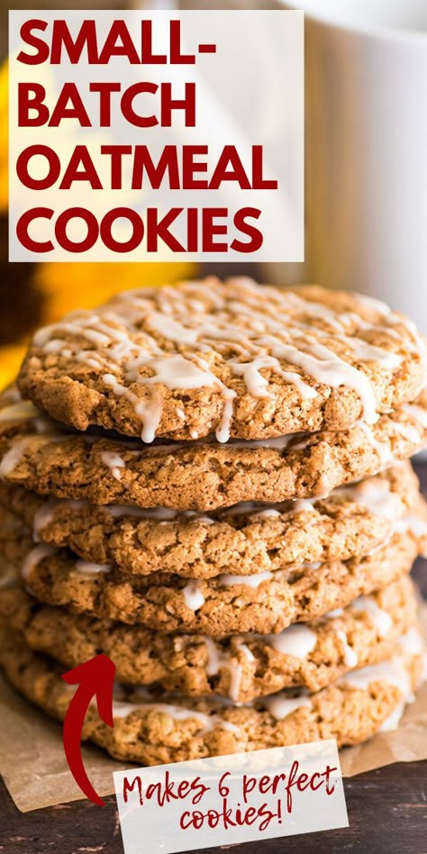 Small Batch Oatmeal Cookies, Baking Mischief, Dirt Pie, Small Batch Cookie Recipe, Small Batch Cookies, Iced Oatmeal Cookies, Recipe For 1, Small Batch Baking, Easy Oatmeal