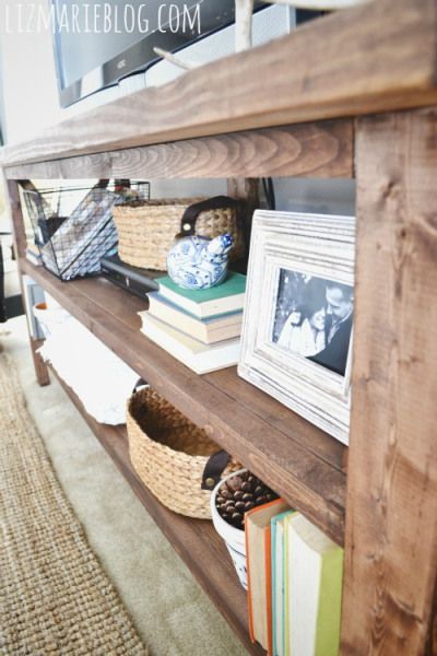 diy | entertainment console Blue Cream Living Room, Recycled Furniture Upcycling, Tv Bookshelf, Bookshelf Tv Stand, Diy Tv Console, Tv Stand Diy, Tv Console Ideas, Bookshelf Tv, Rustic Tv Console