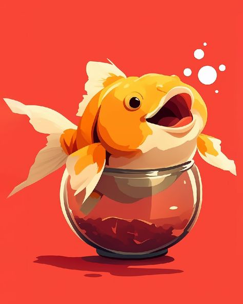 Meet Finn the Fish 🐠 In a cozy aquarium lived a cheerful fish named Finn. Every day, he explored the rocks and plants, finding joy in his underwater world. One sunny morning, he discovered a glowing mussel. 🐚Delighted, he swam around it in joyful circles. Finn felt like the happiest fish in the world, surrounded by his beautiful little kingdom. 👑 Bring Finn the Fish to your home! ✨ Finn the Fish - Ecxlusive Illustration 🖼️ * High-Quality print * Available in various sizes * Perfect for ... Exploring Illustration, Cute Fish Drawing, Fish Illustration Art, Fish Inspiration, Fish Illustrations, Cheerful Art, Ocean Illustration, Sunny Morning, Fish Graphic