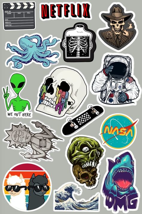 Printable Laptop Stickers, Free Downloads, Laptop Stickers, Aliens, The Back, Cell Phone, Laptop, Illustrations