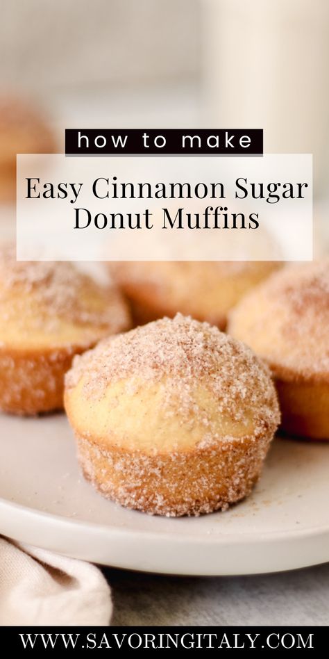 Easy Cinnamon Sugar Donut Muffins- really soft, made from scratch muffins that taste like your favorite old fashioned donut. Rolled in delicious cinnamon and sugar, these muffins are super easy to make! The perfect breakfast or sweet treat with a hot cup of coffee! Also can be made dairy-free! Good morning! I made you some cinnamon sugar donut muffins!I think that muffins are highly underrated in the baking department. Muffins are so easy to put together. Old Fashioned Donut, Apple Coffee Cakes, Pumpkin Ale, Donut Muffins, Cinnamon Sugar Donuts, Sugar Donut, Scrumptious Food, Homemade Applesauce, Cakes Recipes