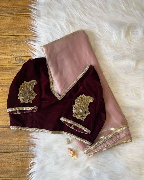 Glass Tissue silk Gold true tone Zari color . Work :- Fancy Work lace Cut :- 5.5 Weight :- 650 Grm . 👚Blouse👚 Fabric. :- Velvet lace border with fancy patch with Stitch Blouse up to 42 size . Visit our Website For More Details ▲ Link In BIO . RVZ-1017 . ☎️ For Enquiry :- +91 87994 81810 . #sarees #saree #sareelove #fashion #sareelovers #onlineshopping #sareesofinstagram #ethnicwear #sareeblouse #silksarees #sareefashion #silksaree #indianwear #sareeindia #handloom #silk #indianfashion #saree... Velvet Blouse For Silk Saree, Blouse For Silk Saree, Brown Velvet Blouse, Cream Saree, Velvet Blouse, Silk Saree Blouse, Velvet Blouses, Brown Velvet, Velvet Lace