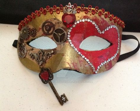 Steampunk Mask, Red Queen, Masquerade Mask, Deviantart, Mask, Queen, Google Search, Red, Gold