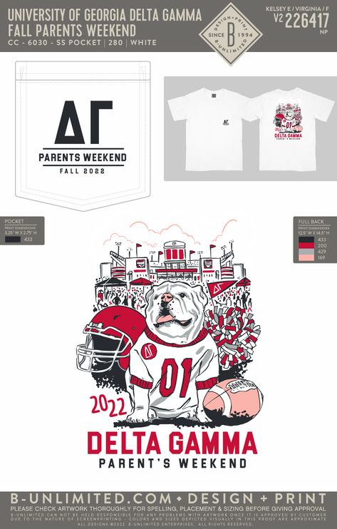 Sorority Parents Weekend, Sorority Tshirt Designs, Sorority Photoshoot, Delta Design, Fraternity Rush Shirts, Parents Weekend Shirts, Uga Football, Sorority Banner, Rush Shirts