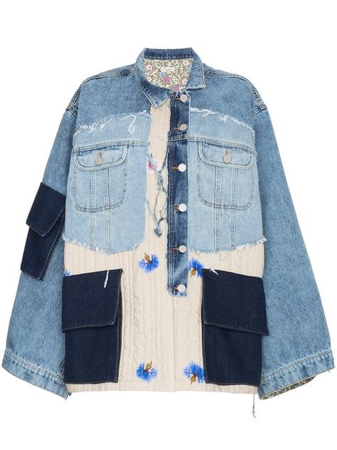 Designer Denim Jacket, Denim Upcycle, Diy Denim Jacket, Natasha Zinko, Jean Jacket Outfits, Denim Inspiration, Denim Ideas, Patchwork Jacket, Blue Jean Jacket