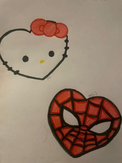 Cute Easy Sketches For Boyfriend, Drawings For Bf Ideas, Cute Hearts To Draw, Things To Draw My Boyfriend, Cute Little Things To Draw For Your Boyfriend Easy, Cute Drawings Spiderman, Spiderman Heart Drawing, Pictures To Draw For Boyfriend Easy, Drawing To Make For Your Boyfriend