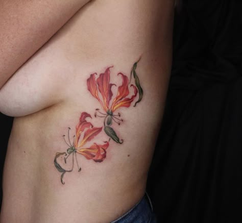 Fire Lily Tattoo, Flame Lily, Travel Tattoo Ideas, Fire Lily, Lillies Tattoo, Lily Flower Tattoos, Stamp Tattoo, Flame Tattoos, Japanese Travel