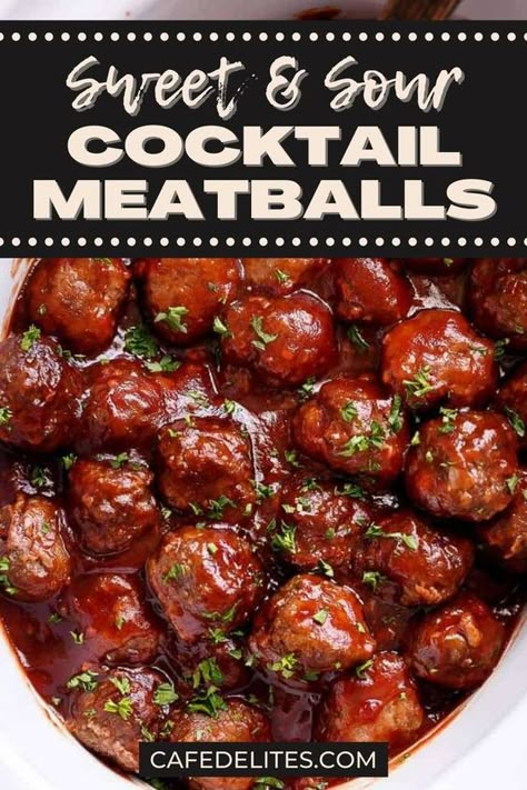 Sweet Sour Sauce Meatballs, Meat Ball Appetizers Parties, Sweet And Sour Meatballs Appetizers, Pioneer Woman Cocktail Meatballs, Best Meatball Sauce Appetizers, Horderves Appetizers Meatballs, Sweet And Sticky Meatballs, Christmas Meatballs Taste Of Home, Sweet Sour Meatballs Easy