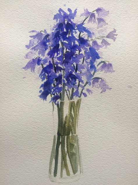 Bluebells Watercolour, Bluebell Watercolour, Bluebell Painting, Watercolours Art, Watercolour Ideas, Flowers Paintings, Ear Tattoos, Painting Water, Painting Pictures