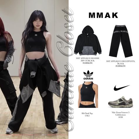 “ EASY “ Dance Practice - Eunchae Cr. @newjeansoutfits for Eunchae’s pants and zipper hoodie info. 🫶🤍⭐️ Brands : @mmak.kr @adidas &… | Instagram Boxing Outfits, Kpop Dance Practice Outfits, Jennie Dance, Outfits For Dance, Kpop Idol Clothes, Soft Vibe, Dance Wear Practice, Boxing Clothes, Lesserafim Eunchae