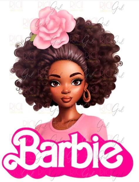 Black Barbie Art, Girly Backgrounds, Blue Eye Color, Powerful Magic, Barbie Art, Black Chicks, Black Hair Color, Shirt Prints, Sublimation Files