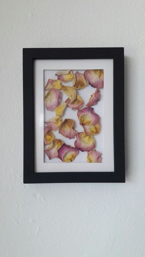 Rose Petal Picture Frame, Pressed Rose Petals Framed, Dried Flowers Picture Frame, Dry Petals Ideas, Dried Rose Petals Ideas, Dried Roses Ideas Diy, Pressed Roses Framed, Dry Rose Petals Crafts, Dried Roses Ideas