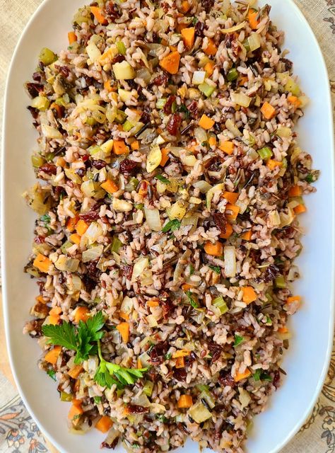 Wild Rice Pilaf with Toasted Pecans, Dried Cherries and Mushrooms - Ugly Vegan Kitchen Wild Rice Pilaf Recipe, Vegan Wild Rice, Wild Rice Mushroom, Recipe With Mushrooms, Mushroom Recipes Vegan, Sage And Rosemary, Wild Rice Pilaf, Rice Pilaf Recipe, Pilaf Recipe