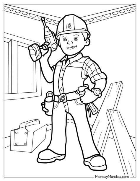 Builder Crafts Preschool, Preschool Jobs, Tractor Coloring Pages, Sailor Moon Coloring Pages, Elsa Coloring Pages, Thanksgiving Cartoon, Moon Coloring Pages, Homemade Books, People Coloring Pages