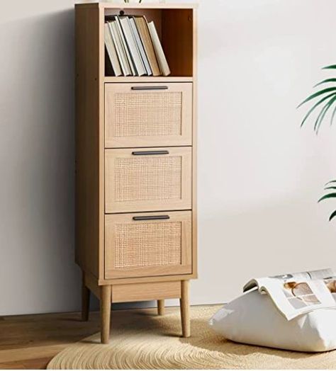 Artiss Chest of Drawers, Rattan Tallboy Storage Dresser for Bedroom Living Room Tall Rattan Dresser, Vertical Rattan Dresser, Dresser With Rattan Drawers, Wicker Chest Of Drawers, Rattan Drawers, Tallboy Dresser, Storage Dresser, Table Bedroom, Cabinet Organizer