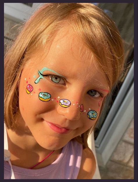 Donut Face Paint, Fall Face Painting Ideas, Fall Face Painting, Paint Themes, Paint Makeup, Kids Face Paint, Face Paint Makeup, Face Painting Ideas, Face Painting Designs