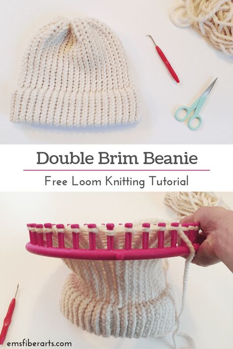 Loom Knitting Patterns Free, Loom Knitting Patterns Hat, Beanie Tutorial, Loom Knitting For Beginners, Round Loom Knitting, Circle Loom, Loom Hats, Loom Knitting Tutorial, Loom Knit Hat