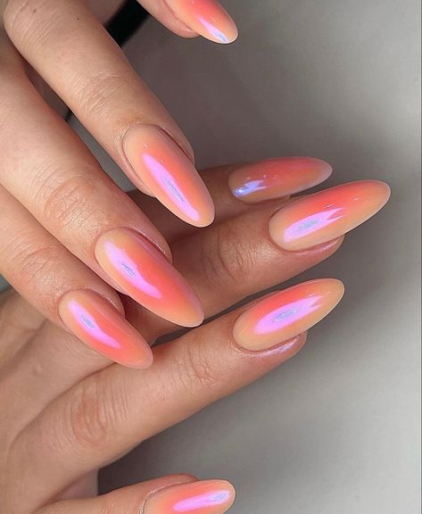 Sunset Nails, Aura Nails, Peach Nails, Summery Nails, Girly Acrylic Nails, Minimal Nails, Her Nails, Casual Nails, Short Square Acrylic Nails