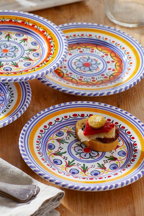 Bring the beauty of handcrafted Spanish ceramics to your table this holiday season! We work with artisans who form and paint each piece individually, whether the rustic terra cotta cazuela dishes or the hand-painted ceramic tableware from El Puente del Arzobispo.⁠ ⁠ ⁠🇪🇸🇪🇸🇪🇸⁠⁠ #Spain #Spanish #Food #SpanishFood #Gourmet #Tapas #Gifts #Latienda #Tienda #Ceramics #Tableware ⁠ #handmadeceramics #dinnerware #serveware #tabledecor #dinnerplates #plate #ceramicplates #plateware #dishware Tapas Plates Ceramics, Mediterranean Plate, Spanish Plates, Mediterranean Plates, Spanish Ceramics, Ceramics Tableware, Spanish Pottery, Spanish Foods, Spanish Restaurant