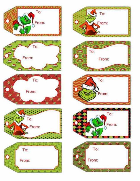 Grinch Gift Tags, Grinch Printable, Free Christmas Tags, Handmade Kids Gifts, Whoville Christmas, Grinch Party, Christmas Bingo, Grinch Christmas Decorations, Free Printable Tags