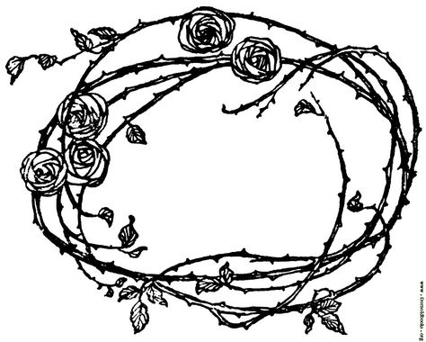 [Picture: Border of Roses and Thorns] Thorny Vines Drawing, Rose Throne Vine Tattoo, Rose Vine Ankle Tattoo, Vine Frame Tattoo, Rose Vine Drawing, Rose Thorn Tattoo, Border Tattoo, Rose Vine Tattoos, Roses And Thorns