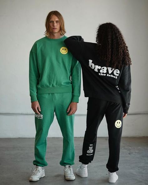 Brave the Label on Instagram: "our brand new collection is now available! ✨ ethically made in LA ✨ 100% sustainable packaging ✨ sustainable business model - small limited edition batches - no restocks!! ✨ 10% donated to support mental health shop our new line today 🫶 bravethelabel.com #bravethelabel" Sweatpants Outfit Photoshoot, Sweatshirt Photoshoot Ideas, Boxer Photoshoot, Fashion Product Photography Clothing, Clothing Line Photoshoot Ideas, Streetwear Fashion Sweatpants, Clothing Brand Shoot Ideas, Designer Brand Photoshoot, Clothing Brand Photography