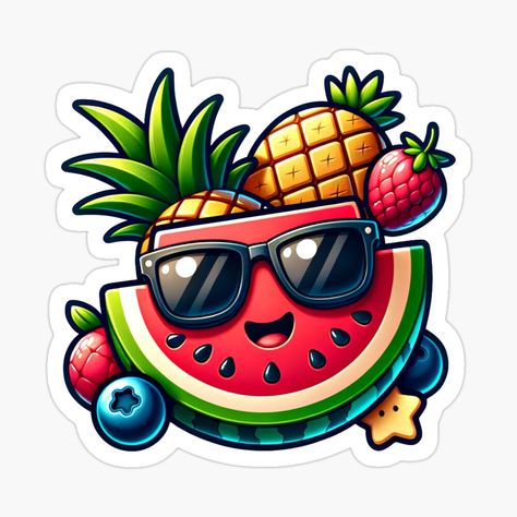 Get my art printed on awesome products. Support me at Redbubble #RBandME: https://www.redbubble.com/i/sticker/Smiling-Watermelon-Slice-by-RadoSta/159478275.EJUG5?asc=u Clay Modelling For Kids, Fruits Stickers, Drawing Fruit, Watermelon Cartoon, Buddhist Art Drawing, Pineapple Chunks, Food Vector, Preppy Stickers, Fruit Vector