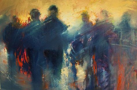 Two People Walk into a Crowded Room. by Peter G Hall, via Flickr Hotel Artwork, Crowded Room, Dark Art Drawings, Expressive Art, Great Paintings, Artistic Inspiration, Ap Art, Abstract Drawings, Gothic Art