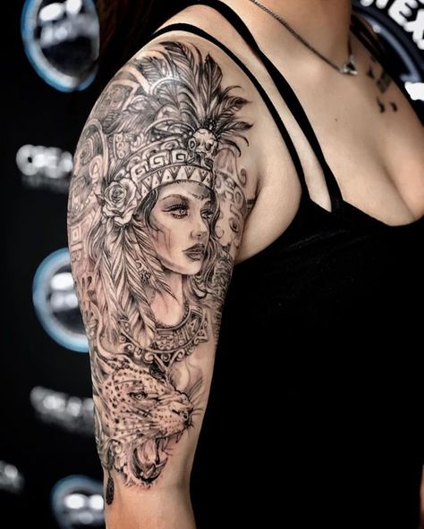 Aztec Woman Tattoo, Adorable Tattoos, Aztec Warrior Tattoo, Aztec Tattoos Sleeve, Azteca Tattoo, Female Warrior Tattoo, Mayan Tattoos, Aztec Tattoos, Mexican Art Tattoos