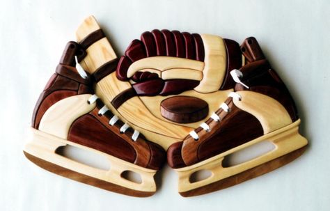 <3 Stick Furniture, Wood Intarsia, How To Make Furniture, Intarsia Wood Patterns, Woodworking Plans Patterns, Hockey Skates, Make Furniture, Intarsia Patterns, Scroll Saw Patterns Free