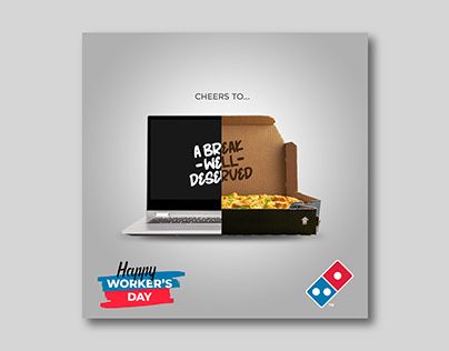 Workers Day Creative Ads, Monday Design, International Workers Day, Advertising Creative, Domino's Pizza, Workers Day, Dominos Pizza, Food Advertising, Design Advertising