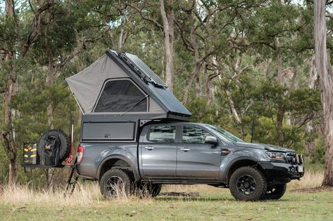 The Outback Series ute tub camper maximises the utilisation of a standard ute tub. A fast and simple camper canopy sleeping solution with ample secure storage. Truck Canopy Camper, Ford Raptor Camper, Ute Tub Camping Setup, Ute Canopy Ideas, Rooftop Camper, Ute Camper, Flatbed Camper, Camping Setup Ideas, Ute Camping