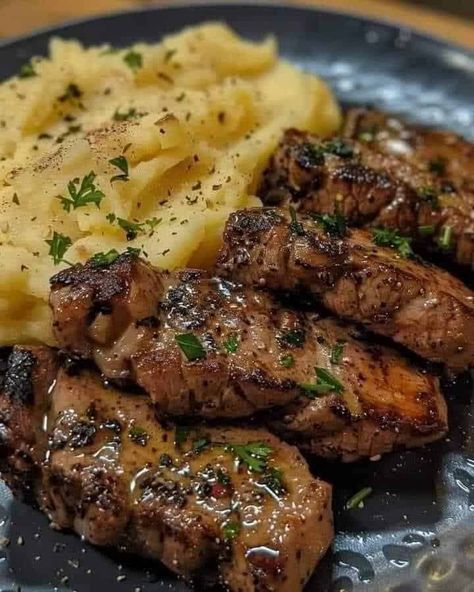 Garlic Butter Steak Bites with Crispy Cheddar Smashed Potatoes Butter Steak And Potatoes, Garlic Butter Steak And Potatoes, Garlic Butter Steak Bites, Butter Steak Bites, Steak And Potatoes, Butter Steak, Sirloin Steak, Garlic Butter Steak, Steak Butter