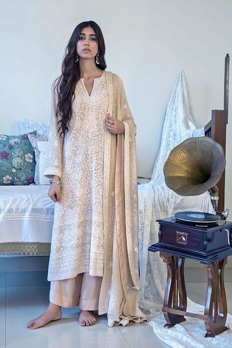 Anjul Bhandari, Chikankari Lehenga, Tulip Pants, Chikankari Embroidery, Kurti Palazzo, Straight Suit, Diwali Outfits, Ear Pin, Indian Designer Suits