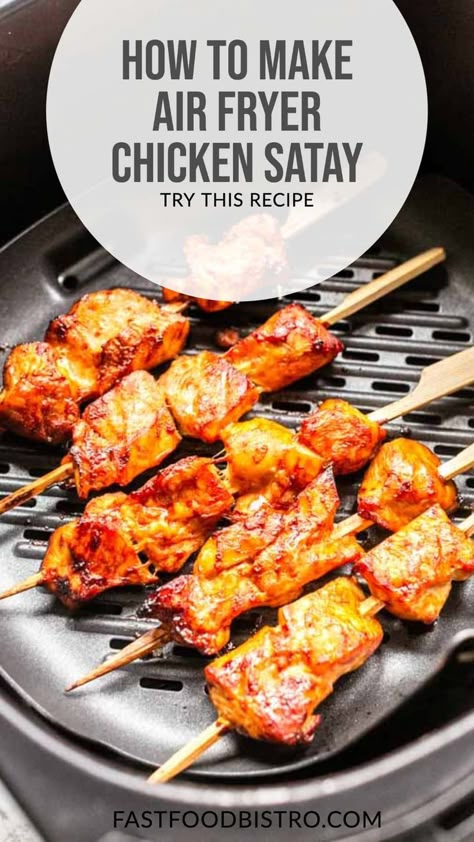 Chicken Satay Recipe, Satay Recipe, Actifry Recipes, New Air Fryer Recipes, Air Fryer Recipes Snacks, Cooks Air Fryer, Air Fryer Oven Recipes, Air Fry Recipes, Air Fried Chicken