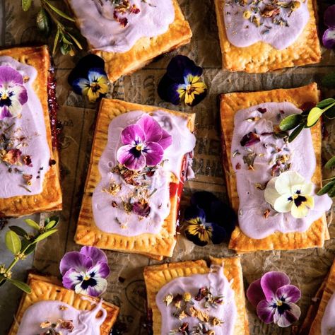 Berry and Wildflower Pop Tarts Recipe Farmers Market Desserts, Beet Tart, Mixed Berry Filling, Vegan Poptarts, Savory Pop Tarts, Pop Tarts Recipe, White Chocolate Glaze, Berry Filling, Mixed Berry Jam