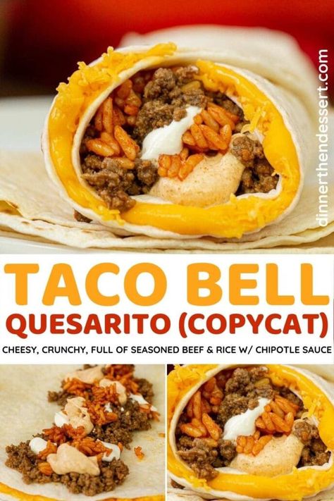 Taco Bell Quesarito, Taco Bell Recipe, Taco Bell Beef, Quesarito Recipe, Taco Bell Quesadilla, Taco Bell Recipes, Burritos Recipe, Copykat Recipes, Chipotle Sauce