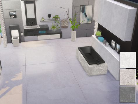 Sims 4 Tile Floor, Wall Lamp Dining, Black And White Bathroom Floor, High Gloss Floors, Black White Bathroom, Large Floor Tiles, Die Sims 4, Cc Sims4, Black White Bathrooms