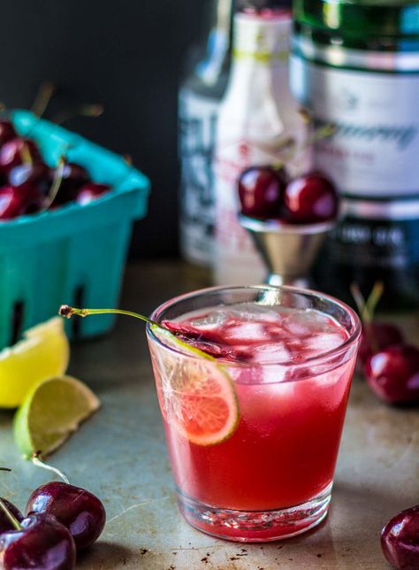 Loaded Cherry Gin Fizz Cocktails With Cherry Juice, Cocktail Cherry Recipe, Cherry Bitters Cocktails, Red Gin Cocktails, Cherry Liquor Cocktails, Gin Cherry Cocktail, Cherry Juice Cocktail, Cherry Drinks Alcoholic, Cherry Liqueur Cocktails