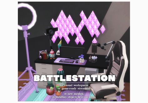 battlestation; 14 buildbuy objects & 2 cas items | simkoos on Patreon Sims 4 Clutter, Light Panels, Los Sims, Sims 4 Cc Furniture, Gamer Room, Led Panel Light, Sims 4 Build, Sims 4 Game, Sims 4 Cc Finds