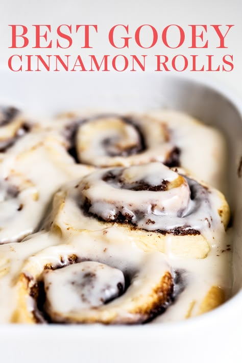 Gooey Cinnamon Rolls are ultra soft and tender, loaded with ooey gooey buttery cinnamon filling, and flooded with vanilla icing. Better than Cinnabon and can be made the night before! Easy homemade, from-scratch recipe made with instant yeast. The BEST! #cinnamonrolls #homemadecinnamonrolls #easycinnamonrolls Cinnamon Rolls Homemade Gooey, Soft Gooey Cinnamon Rolls, Easy Gooey Cinnamon Rolls, Cinnamon Rolls Gooey, Best Cinnamon Roll Filling, Best Gooey Cinnamon Rolls, Cinnamon Rolls Instant Yeast, Gooey Cinnamon Rolls Homemade, Ooey Gooey Cinnamon Rolls