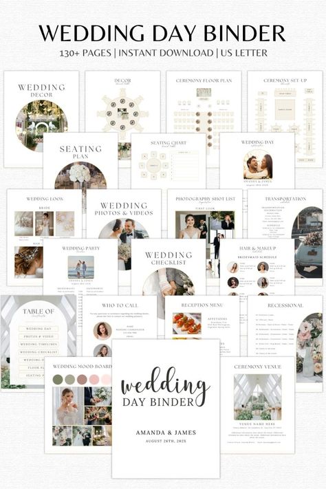 The Ultimate Wedding Day Binder Template | Wedding Binder | Wedding Planner | Wedding Checklist planneressentialsbundle #morningbasketplanner #weddingsavings🗃️ Wedding Binder Organization, Wedding Binder Printables, Wedding Day Binder, Wedding Journal Planner, Destination Wedding Budget, Wedding Planning Templates, Free Wedding Planner Printables, Wedding Planning Organizer, Wedding Checklist Printable