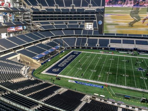 The Dallas Cowboys field on one of the ATT stadium tours Nfl Football Stadium, Dallas Cowboys Stadium, Dallas Cowboys Crafts, Dallas Cowboys Memes, Cowboys Memes, Dallas Cowboys Funny, Dallas Cowboys Game, Cowboys Stadium, Vip Experience