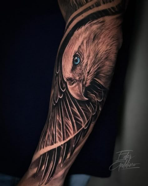 53 Impressive Eagle Tattoo Ideas and Their Meanings 35 An Eagle Tattoo, Latte Art Tattoo, Eagle Tattoo Arm, Eagle Tattoo Ideas, 108 Tattoo, Depay Memphis, Eagle Shoulder Tattoo, Arm Cover Up Tattoos, Eagle Head Tattoo