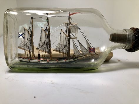 Boats In Bottles, Bottle Ship, Ship In A Bottle Aesthetic, Ship In A Bottle Art, Ships In Bottles, Ship In A Bottle, Ship In A Bottle Diy, Pirate Ship In A Bottle, Boat In A Bottle